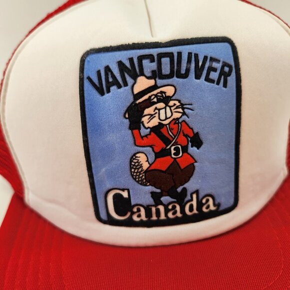 Vintage Vancouver Beaver Mountie Logo Trucker Hat - Picture 2 of 11